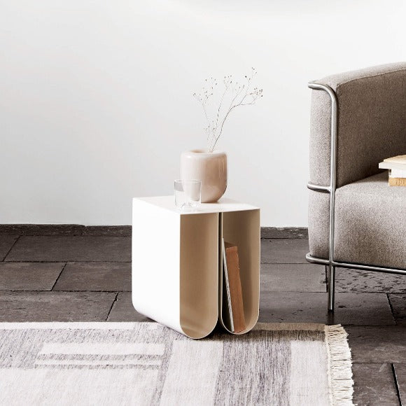 Curved Side Table Beige