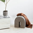 CURVED POUF LIGHT BROWN NUBUCH